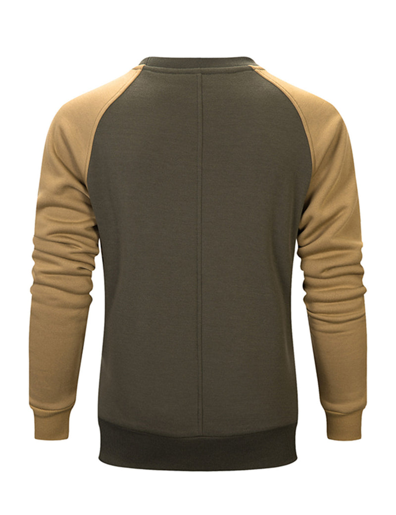 Men's Casual Color Block Round Long Sleeve Sweatshirt
