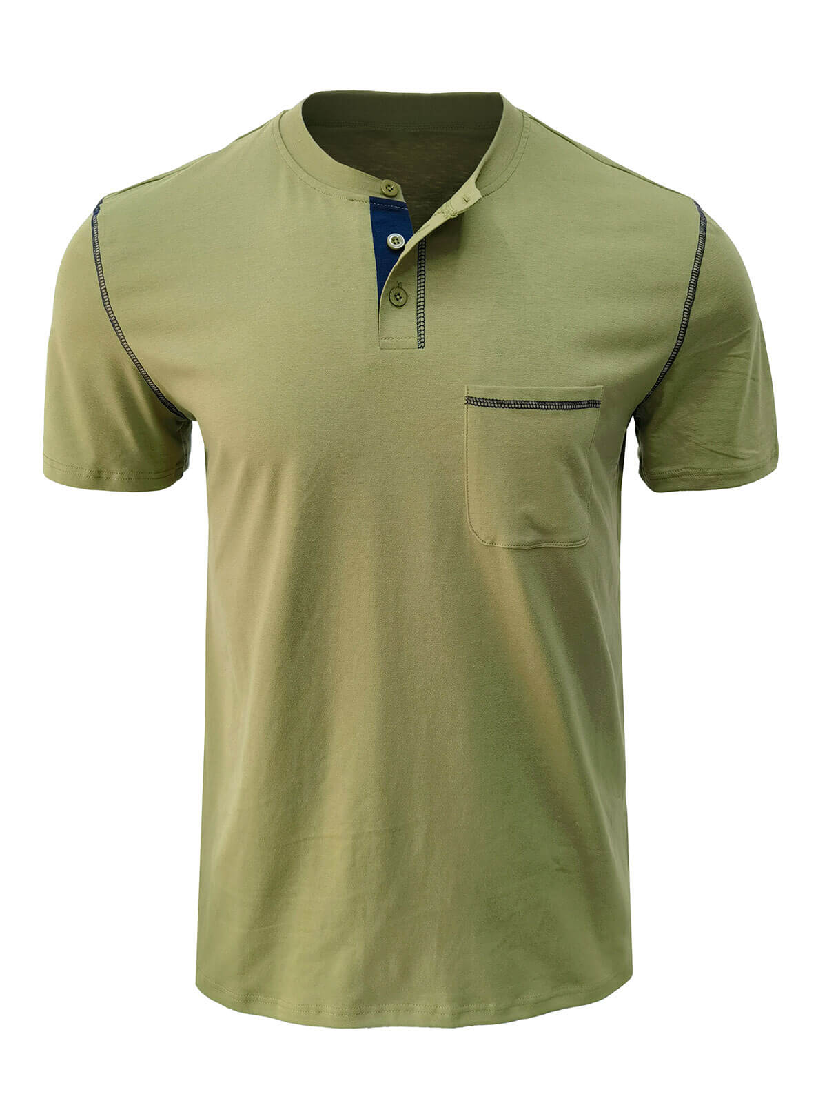 Men's Breathable Casual Solid Color Pocket Summer Short Sleeve T-Shirt