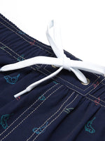 Men's Whale Print Animal Casual Beach Navy Blue Shorts Swimming Trunks