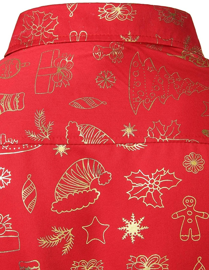Men's Christmas Print Regular Fit Long Sleeve Shirt