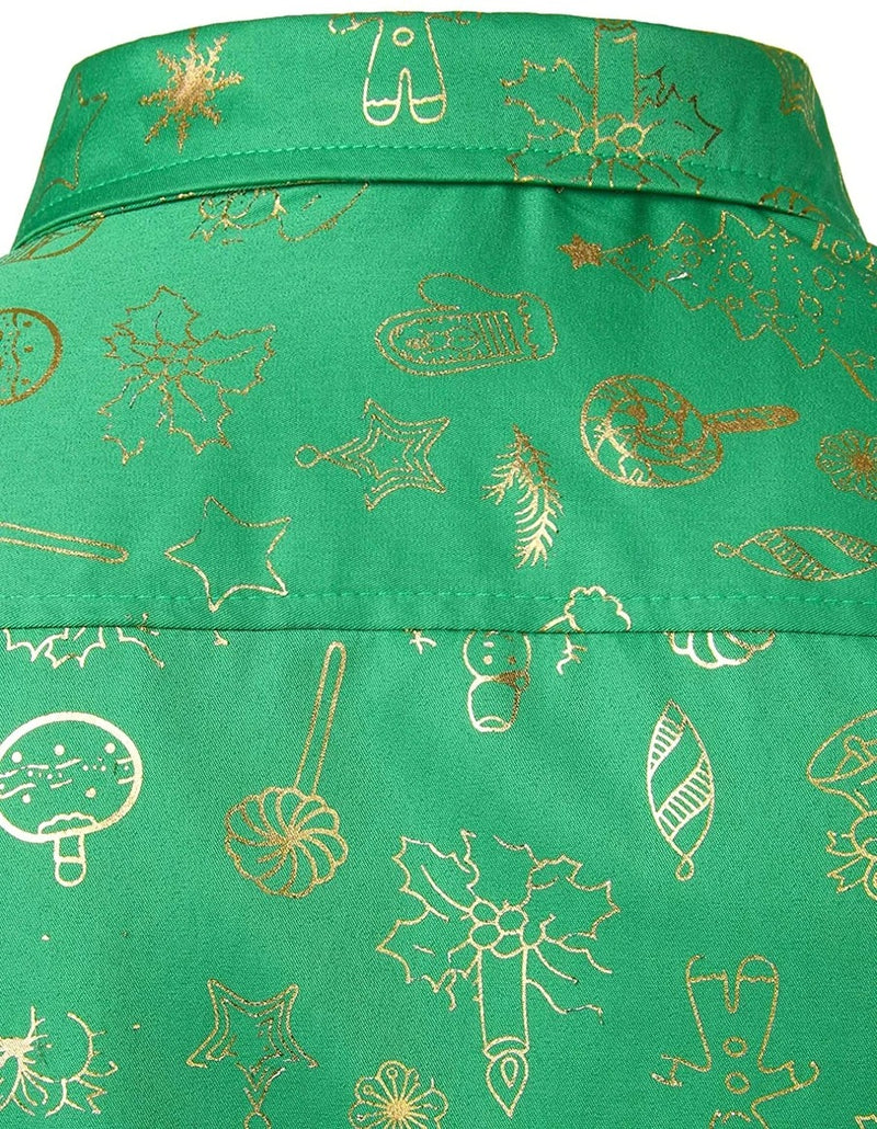 Men's Christmas Print Regular Fit Long Sleeve Shirt