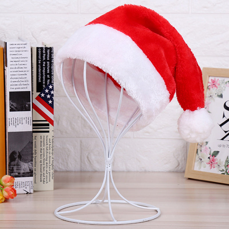 Red Plush Xmas Party Holiday Christmas Hat For Adults Unisex