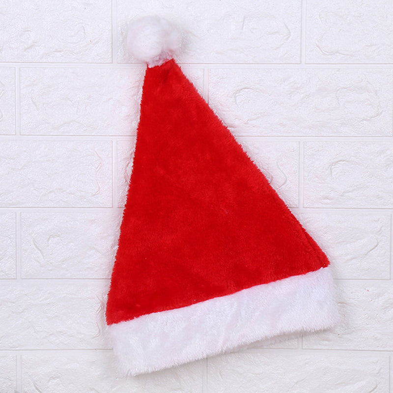 Red Plush Xmas Party Holiday Christmas Hat For Adults Unisex