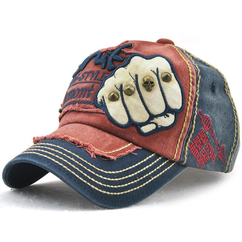 Men's Fashion Letter Rivet Fist Pattern Casual Cap