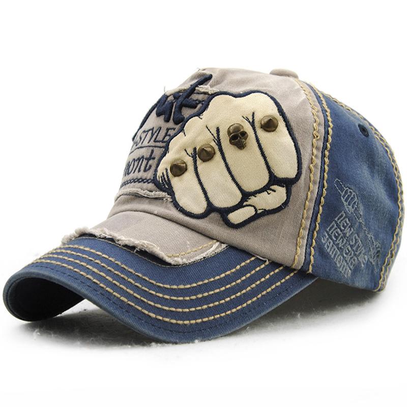 Men's Fashion Letter Rivet Fist Pattern Casual Cap