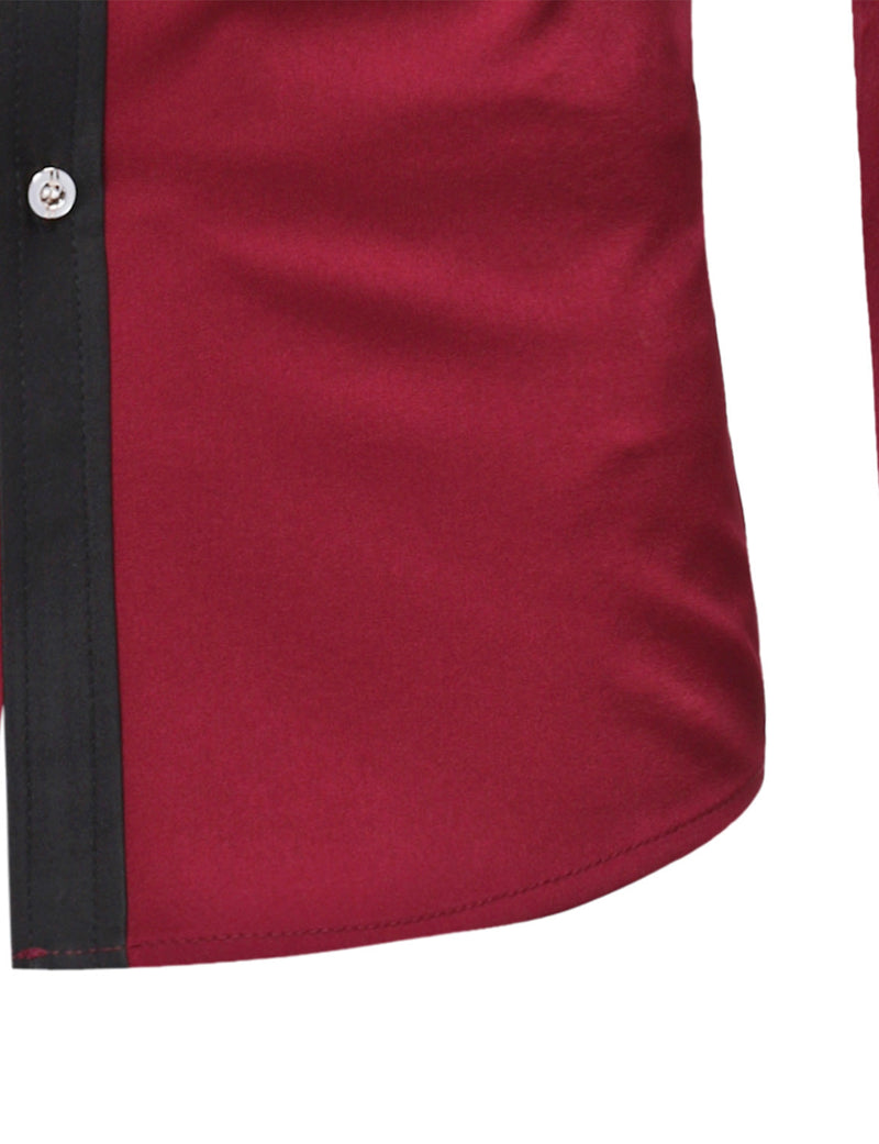 Men's Stand Collar Long Sleeve Button Up Slim Fit Casual Shirt