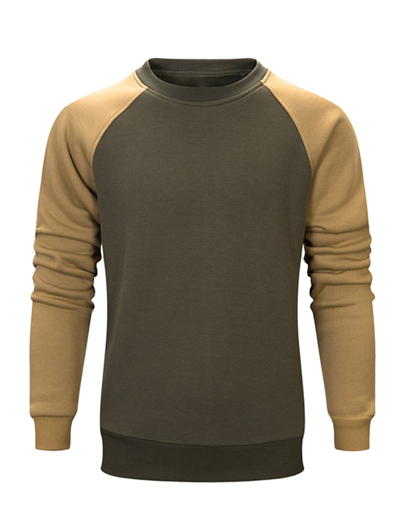 Men's Casual Color Block Round Long Sleeve Sweatshirt