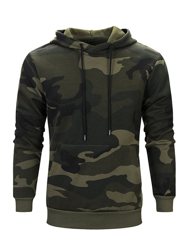Men's Camo Long Sleeve Pullover Hoodie Fall Winter Sweatshirts