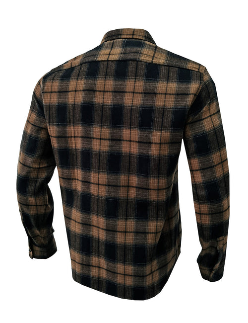 Men's Casual Plaid Button Up Vintage Long Sleeve Fall Winter Shirt