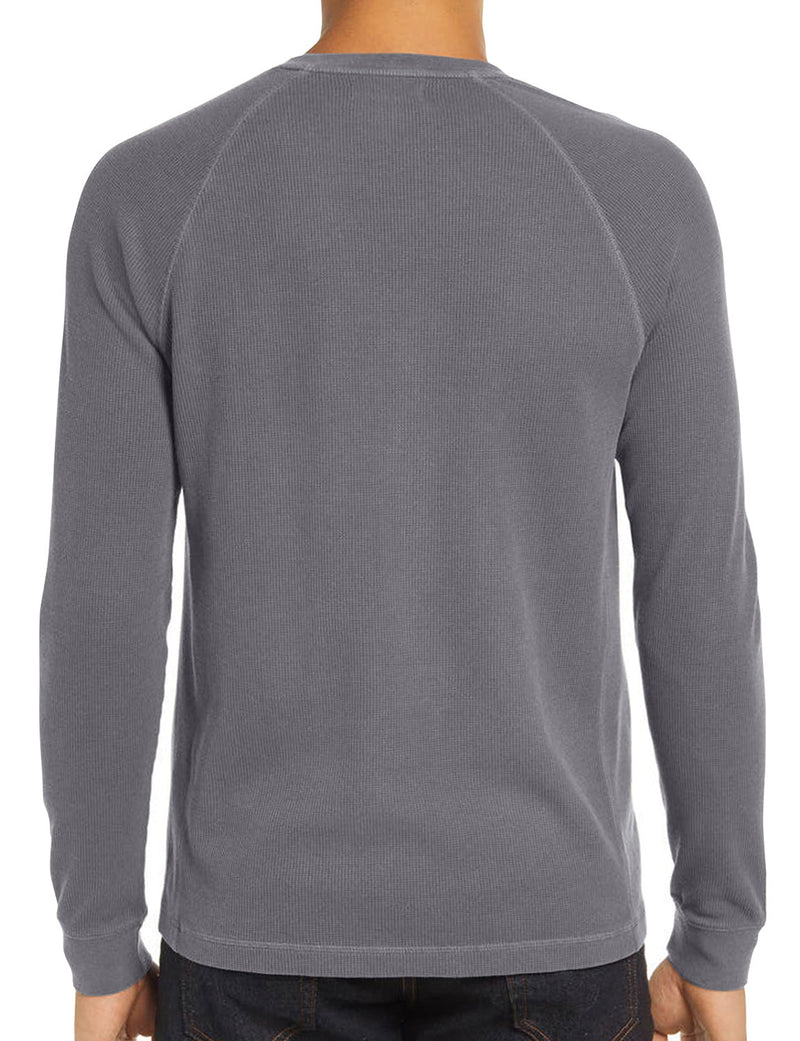 Men's  Solid Color Henry Collar Long Sleeve Casual T-Shirt
