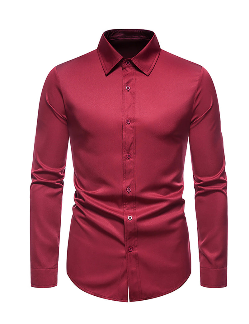 Men's Solid Color Classic Button Up Long Sleeve Casual Shirt