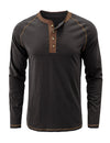 Men's Henry Collar Casual  Solid Color Long Sleeve T-Shirt