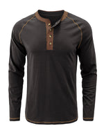 Men's Henry Collar Casual  Solid Color Long Sleeve T-Shirt