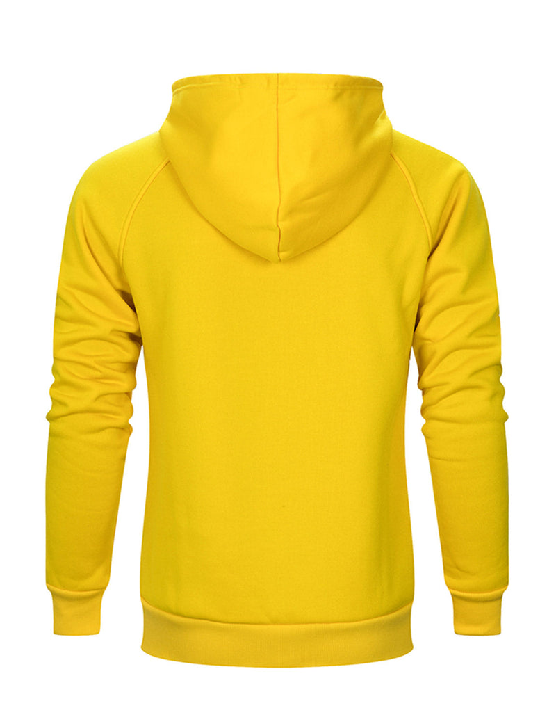 Men's Solid Long Sleeve Pullover Fall Winter Hoodie Sweatshirts With Pocket