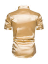 Men's Solid Color Summer Party Short Sleeve Shirt