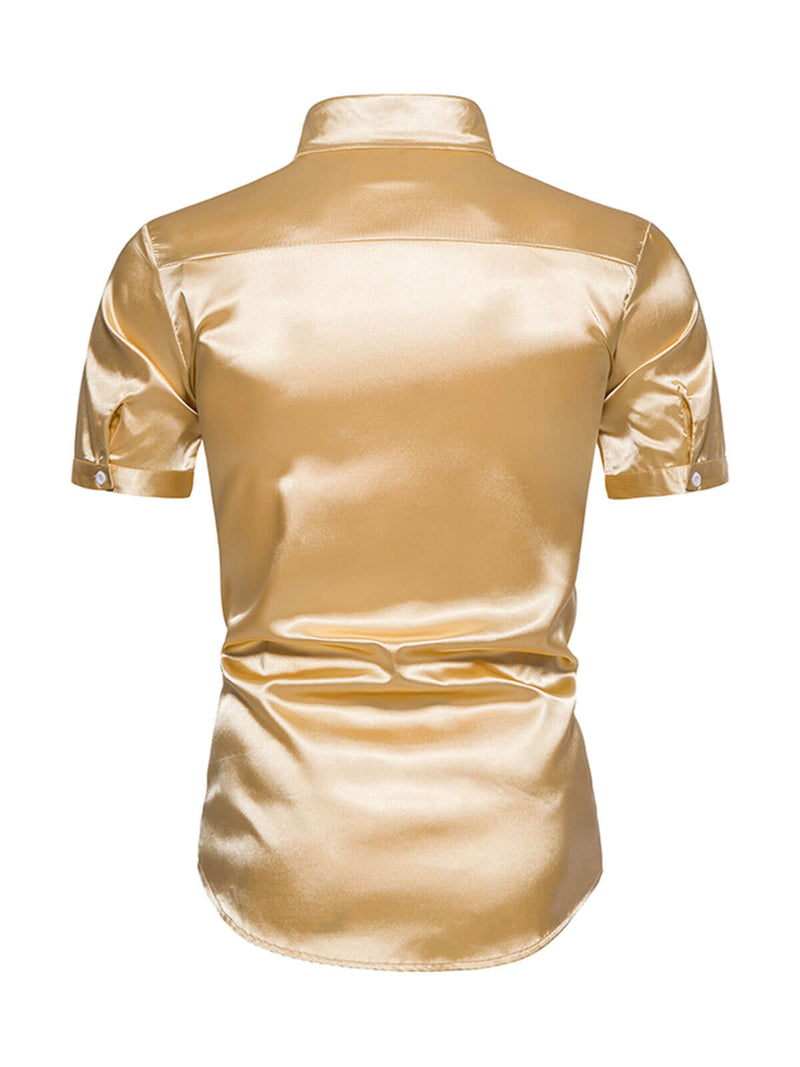 Men's Solid Color Summer Party Short Sleeve Shirt