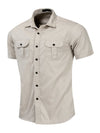 Men's casual outdoor pocket cotton short sleeve shirt