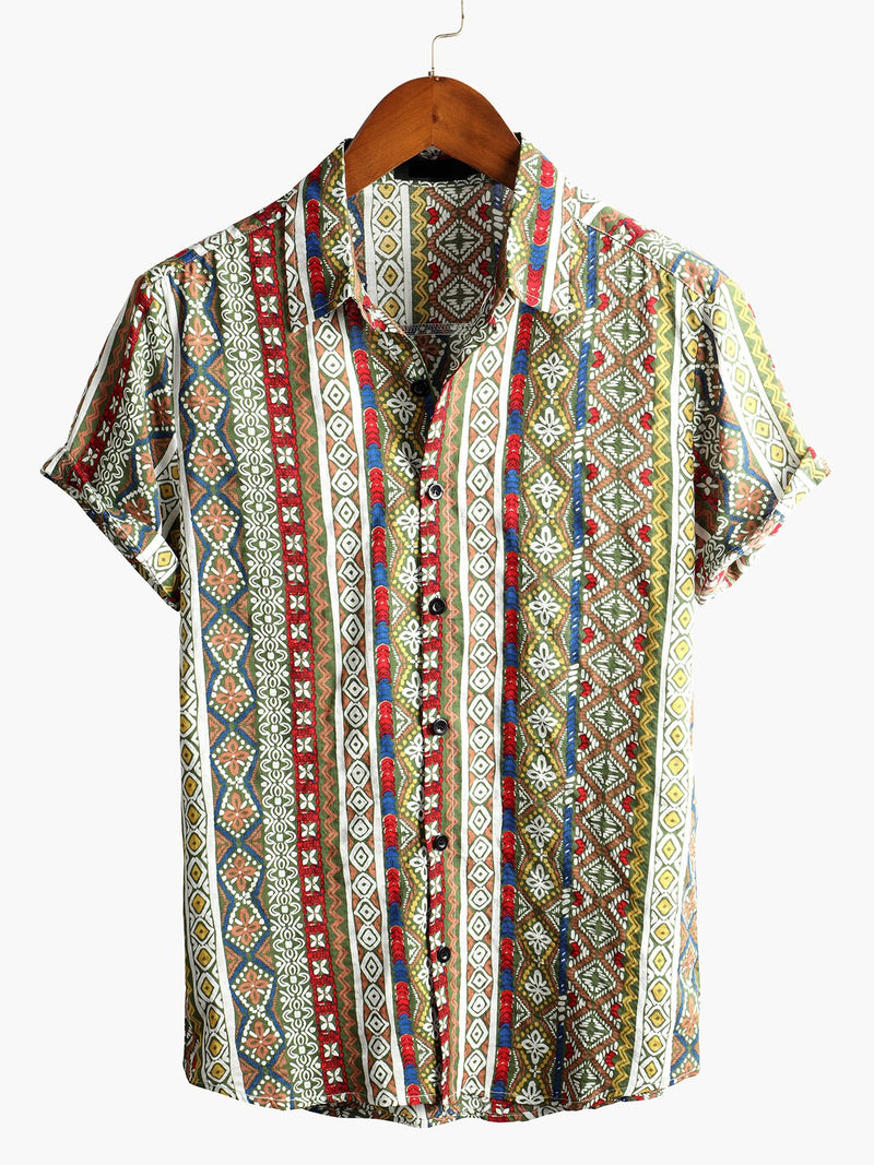 Bundle Of 3 | Men's Breathable Retro Short Sleeve Cotton Shirts