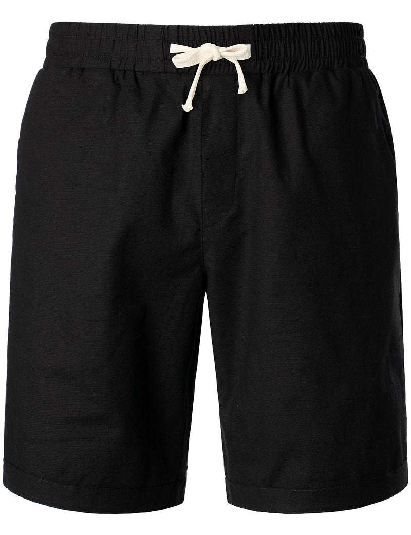 Men's Solid Color Linen Cotton Casual Shorts