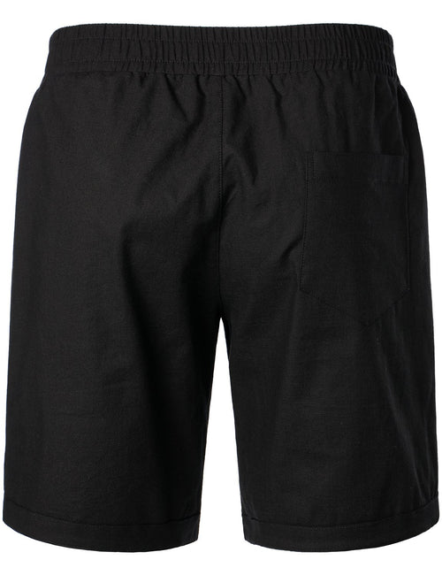 Men's Solid Color Linen Cotton Casual Shorts