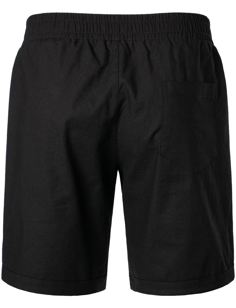 Men's Solid Color Linen Cotton Casual Shorts