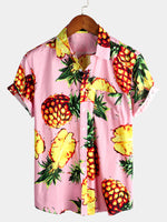 Men's Casual Pineapple Pattern Cotton Shirt