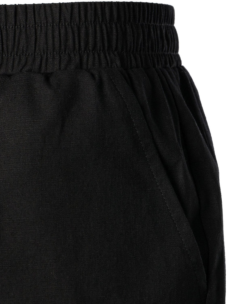 Men's Solid Color Linen Cotton Casual Shorts