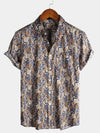 Men's Vintage Paisley Pocket Holiday Cotton Short Sleeve Shirt
