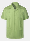 Men’s Pocket Linen Cuban Guayabera Summer Camp Button Up Short Sleeve Casual Shirt