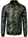 Men's Vintage Embroidered Satin Flight Bomber Jacket Coat
