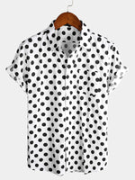 Men's Polka Dots Cotton Pocket Casual Short Sleeve Shirt