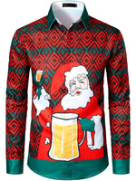Men's Christmas Print Regular Fit Long Sleeve Shirt