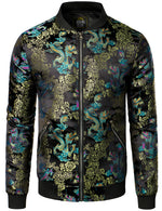 Men's Vintage Embroidered Satin Flight Bomber Jacket Coat