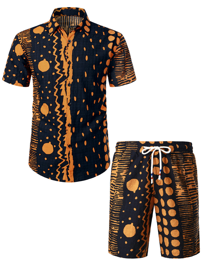 Men's Cotton Vintage Boho Shirt & Shorts Set