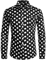 Men's Polka Dots Pocket Cotton Long Sleeve Shirt