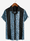 Men's Leopard Print Boling Casual Button Up Short Sleeve Hawaiian Summer Shirt