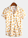 Men's Floral Daisy Print Tropical Hawaiian Cotton Flower Shirt