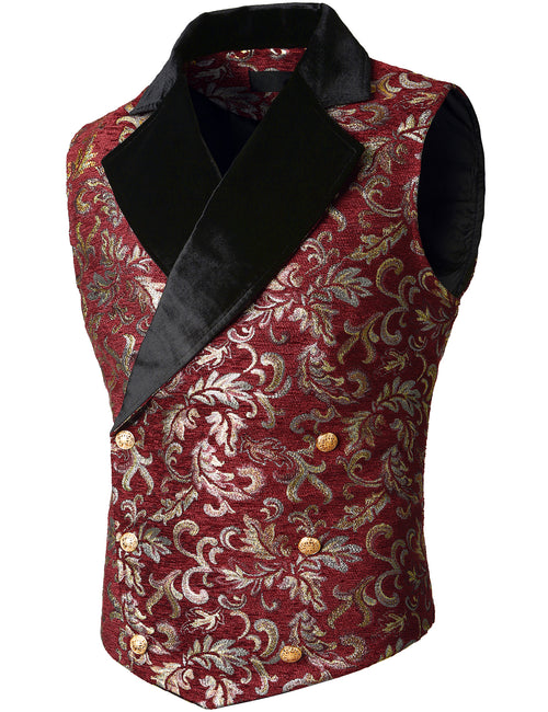 Mens Victorian Double Breasted Vest Gothic Steampunk Waistcoat