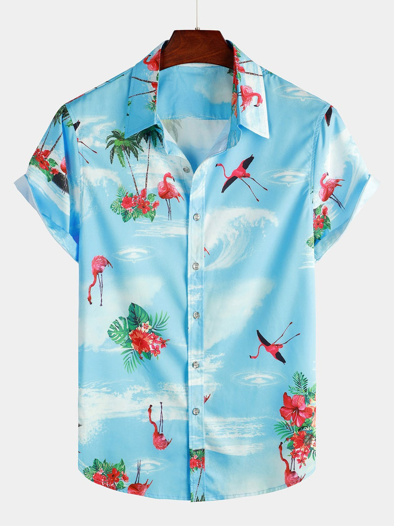 Men's Short Sleeve Floral Tropical Hawaiian Shirt