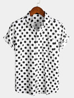 Men's Polka Dots Cotton Pocket Casual Short Sleeve Shirt