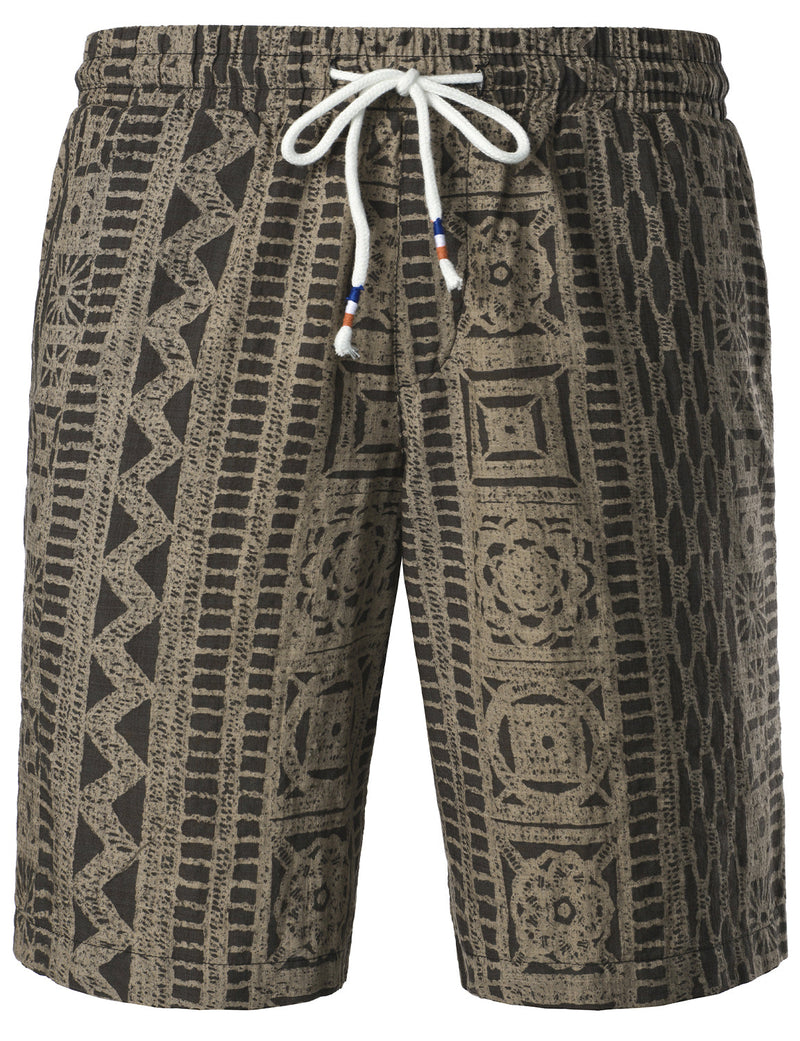 Men's Casual Vintage Boho Breathable Cotton Brown Shorts