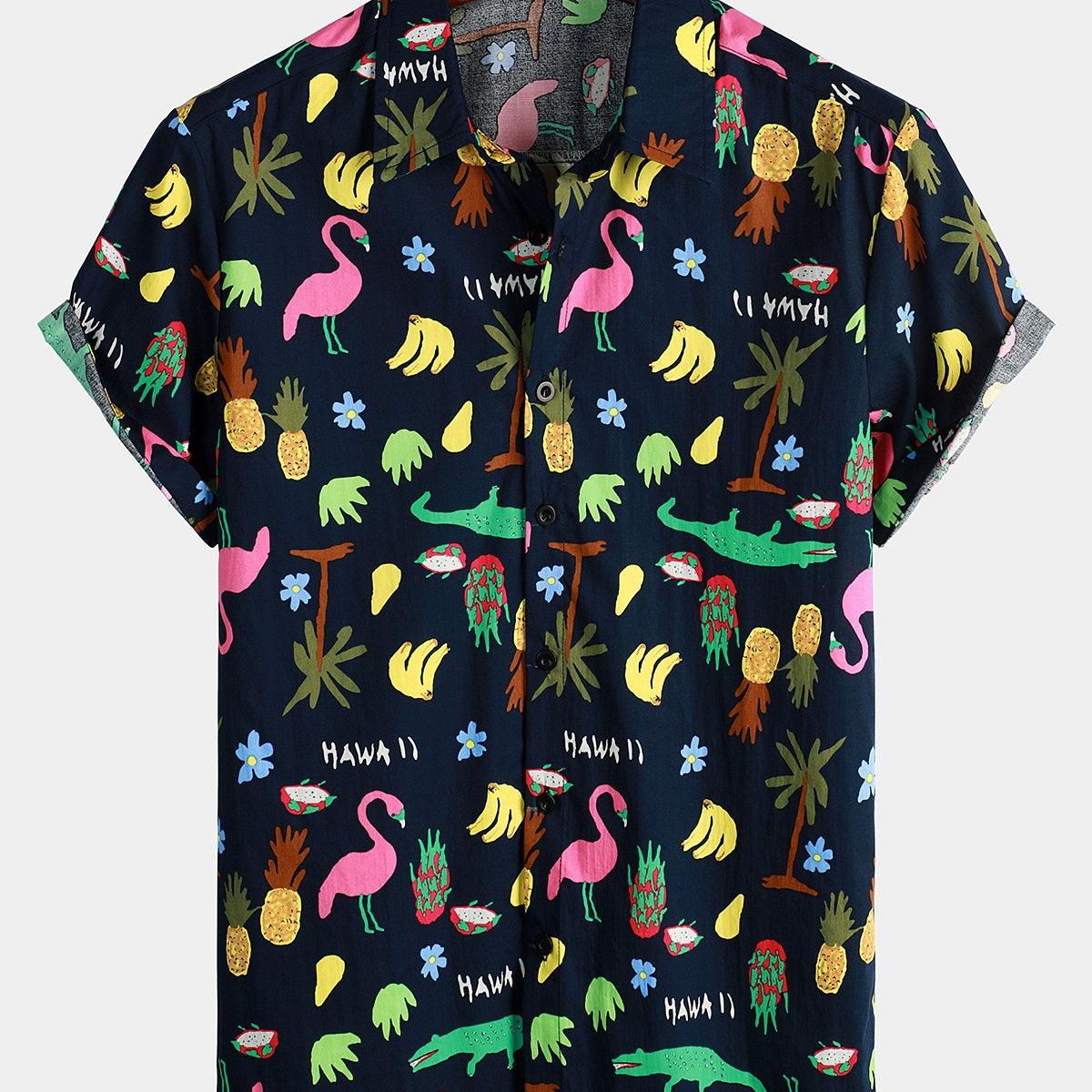 Men's Cotton Tropical Flamingo Hawaiian Shirt