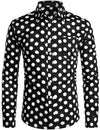 Men's Polka Dots Pocket Cotton Long Sleeve Shirt