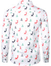 Men's Christmas Tree Elk Print Breathable Red Long Sleeve Shirt