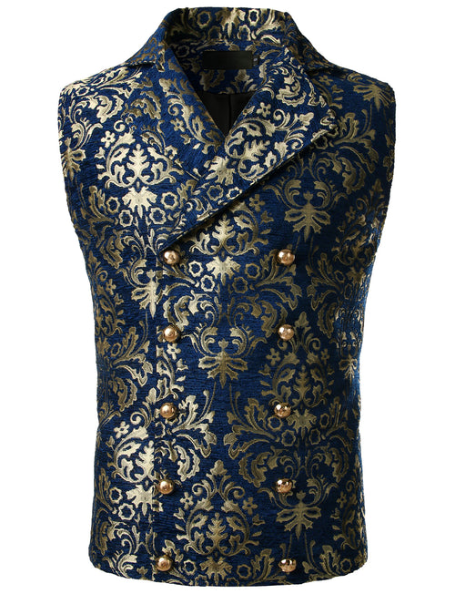 Mens Victorian Double Breasted Vest Gothic Steampunk Waistcoat