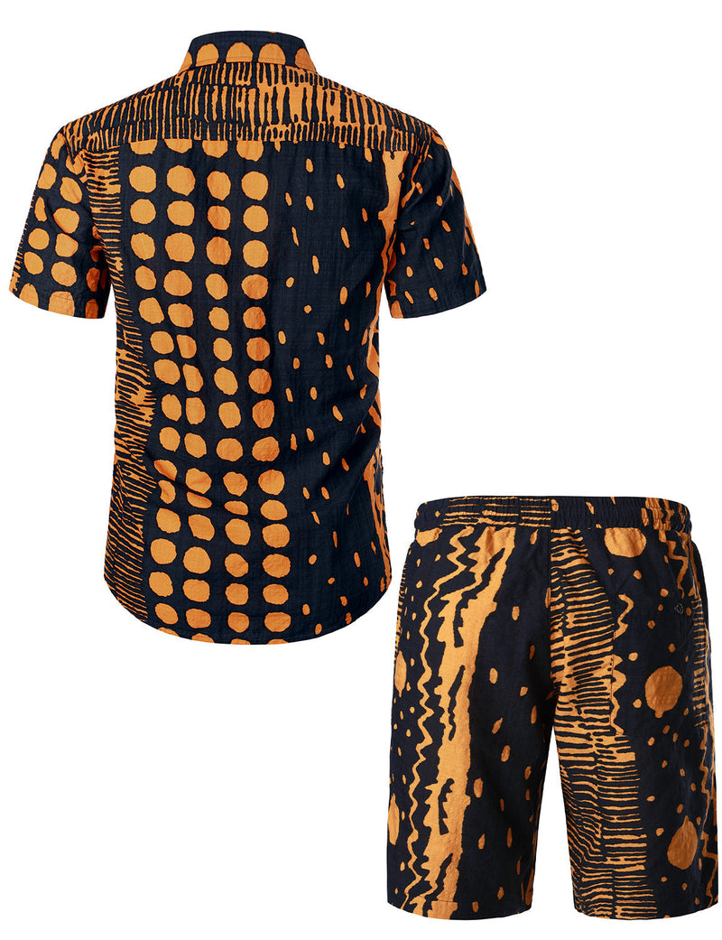 Men's Cotton Vintage Boho Shirt & Shorts Set