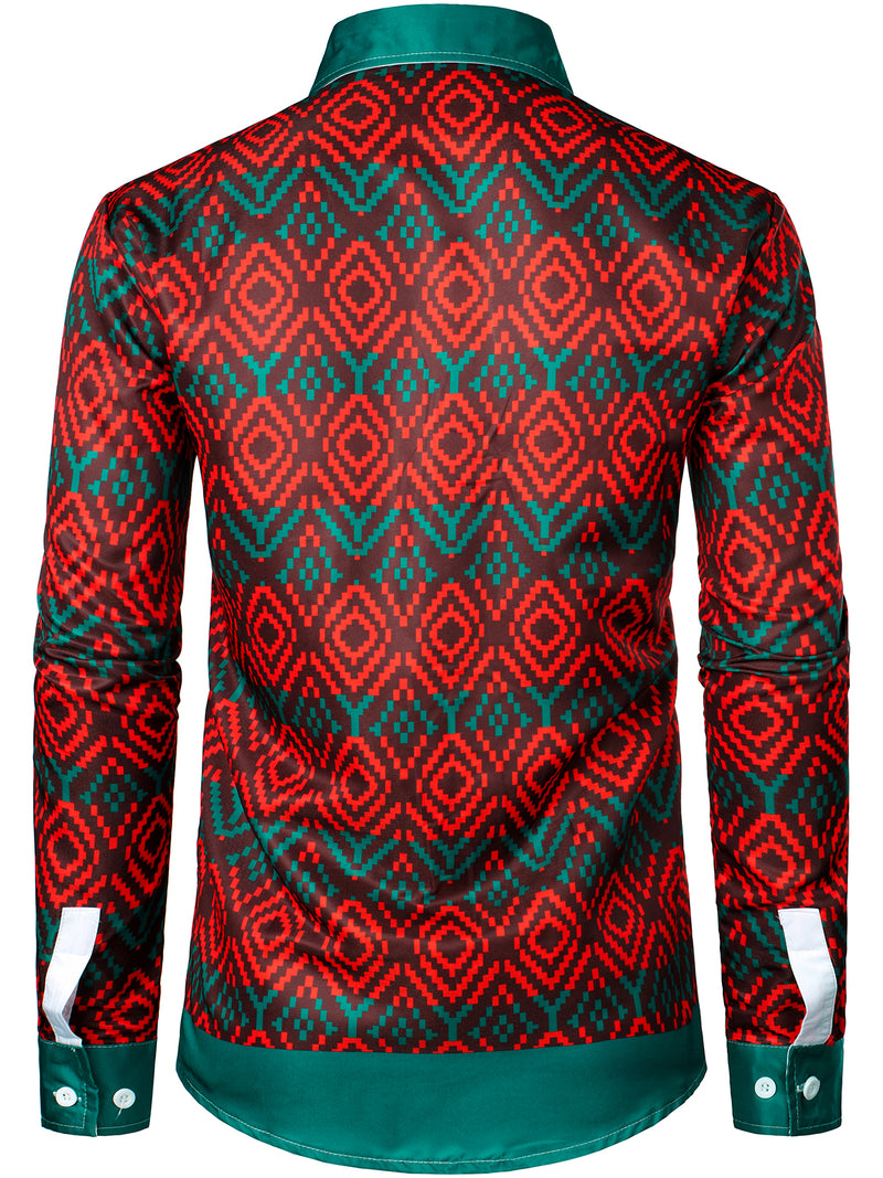 Men's Christmas Print Regular Fit Long Sleeve Shirt