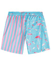 Men's Flamingo and Blue Striped Beach Animal Hawaiian Aloha Shorts