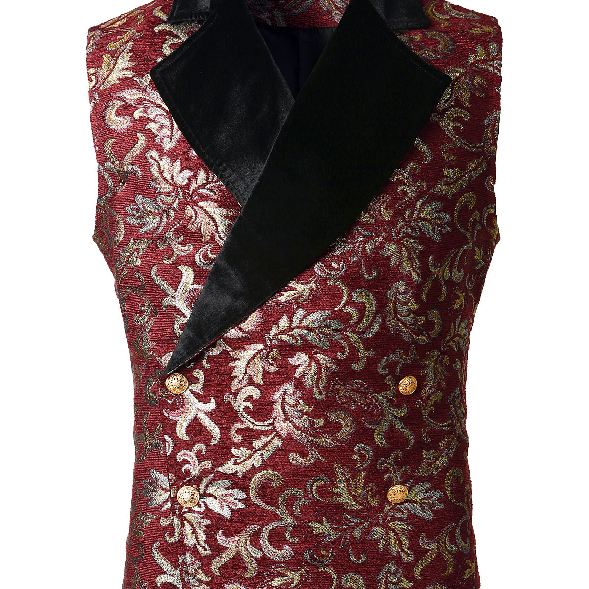 Mens Victorian Double Breasted Vest Gothic Steampunk Waistcoat