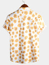 Men's Floral Daisy Print Tropical Hawaiian Cotton Flower Shirt